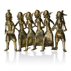 Brass Metal Craft (Dokra) Tribal Folk Dancing Group - 5.5 Inches Brass Metal Craft (Dokra) Tribal Folk Dancing Group - 5.5 Inches