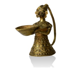 Brass Metal Craft (Dokra) Lady with a Lamp