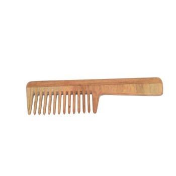 Natural Neem Wood Premium Quality Wide Teeth Comb with Handle