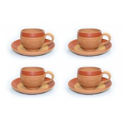 Terracotta Tea Cups & Saucers (Set of 4)