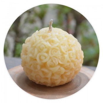 100% Pure Beeswax Rose Ball Shaped Candle