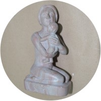 Natural Stone Carved Mother and Child