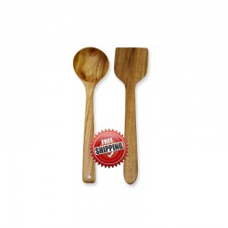 Premium & Natural Wood-made Spatula & Curry Serving Ladle (for regular use) - 2 PCS