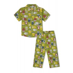 GreenApple Organic Cotton Boy's Nightsuit with Colorful Owls