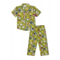 GreenApple Organic Cotton Girl's Nightsuit with Colorful Owls