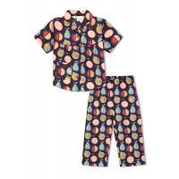 GreenApple Organic Cotton Girl's Nightsuit with Colorful Fruits