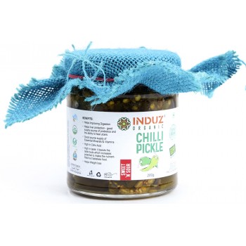 Induz Organic Green Chilli Sweet n Sour Pickle - 200 GMS