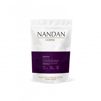 Nandan Coffee Organic Roasters Espresso Medium - Dark Roast Arabica Robusta Blend 250gms (Whole Beans)